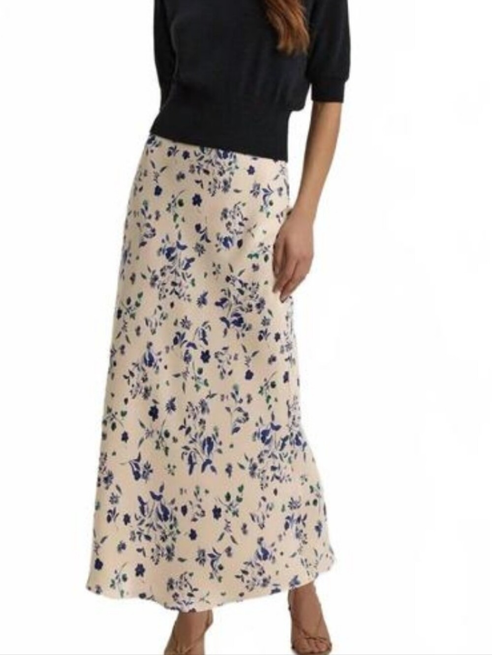 Favorite Daughter Cream Maxi Skirt with Blue Floral Print XS